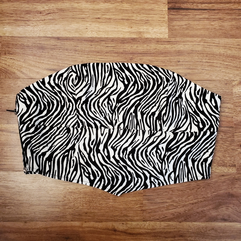 SHEIN Tube Top Size 8/10 Zebra Crop
